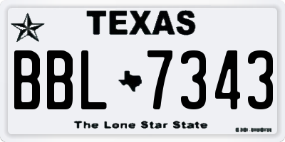 TX license plate BBL7343