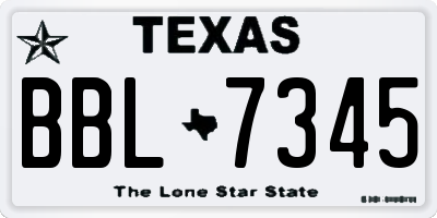 TX license plate BBL7345