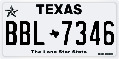 TX license plate BBL7346