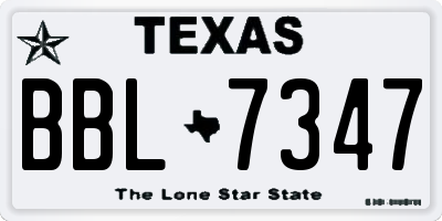TX license plate BBL7347