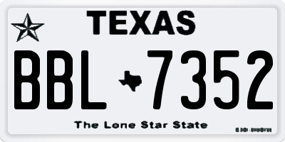 TX license plate BBL7352