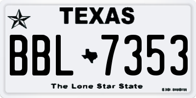 TX license plate BBL7353
