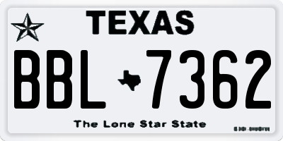 TX license plate BBL7362