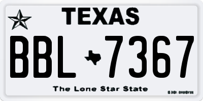 TX license plate BBL7367