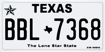 TX license plate BBL7368