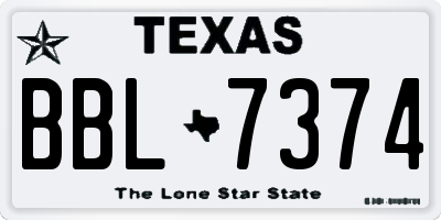 TX license plate BBL7374