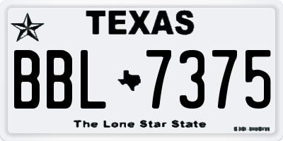 TX license plate BBL7375