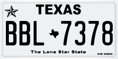 TX license plate BBL7378