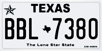 TX license plate BBL7380
