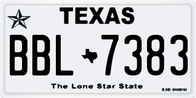 TX license plate BBL7383