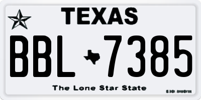 TX license plate BBL7385