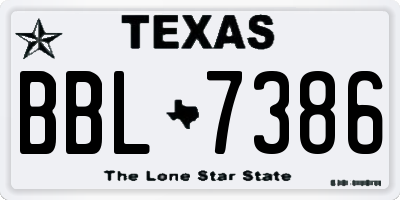 TX license plate BBL7386