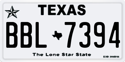 TX license plate BBL7394