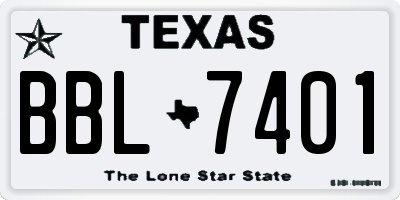 TX license plate BBL7401
