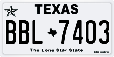 TX license plate BBL7403