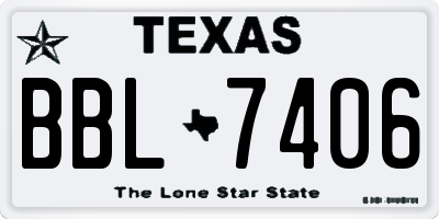TX license plate BBL7406