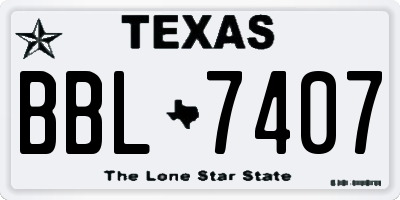 TX license plate BBL7407