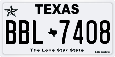 TX license plate BBL7408