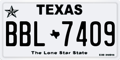 TX license plate BBL7409