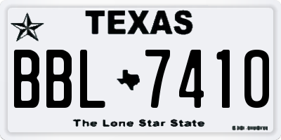 TX license plate BBL7410