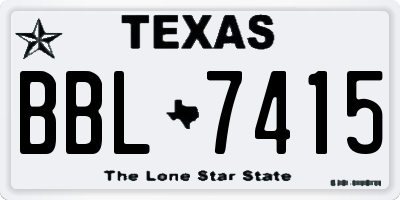 TX license plate BBL7415