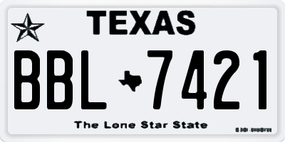 TX license plate BBL7421