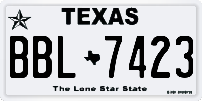 TX license plate BBL7423