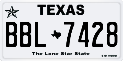 TX license plate BBL7428