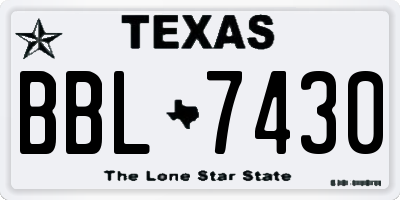 TX license plate BBL7430