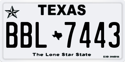 TX license plate BBL7443