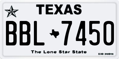 TX license plate BBL7450