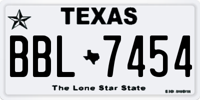 TX license plate BBL7454