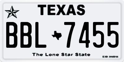 TX license plate BBL7455