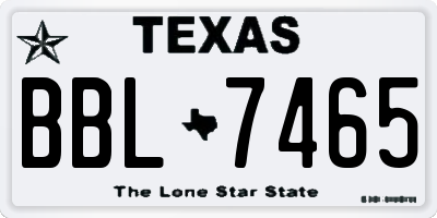 TX license plate BBL7465