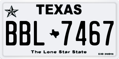 TX license plate BBL7467