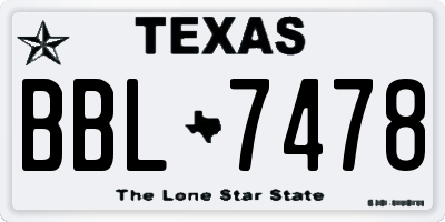 TX license plate BBL7478
