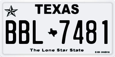 TX license plate BBL7481