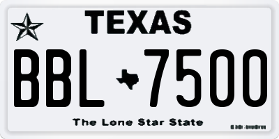 TX license plate BBL7500