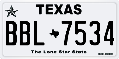 TX license plate BBL7534