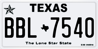 TX license plate BBL7540