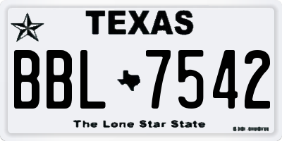 TX license plate BBL7542
