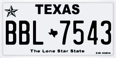 TX license plate BBL7543