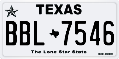 TX license plate BBL7546