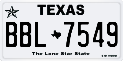 TX license plate BBL7549