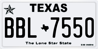 TX license plate BBL7550