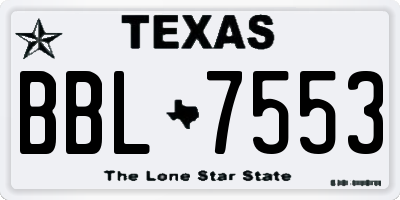 TX license plate BBL7553