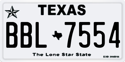 TX license plate BBL7554
