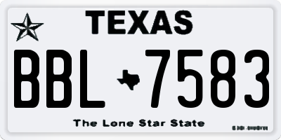 TX license plate BBL7583