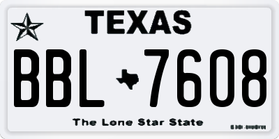 TX license plate BBL7608