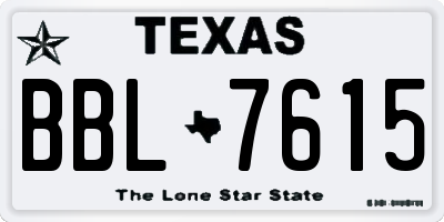 TX license plate BBL7615